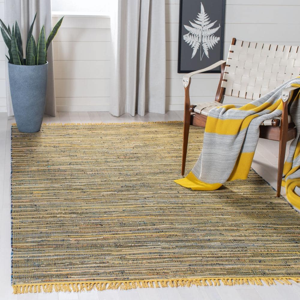 Handwoven Boho Chic Stripe Rug - 2' x 3', Yellow & Multi, Wool-Cotton Blend