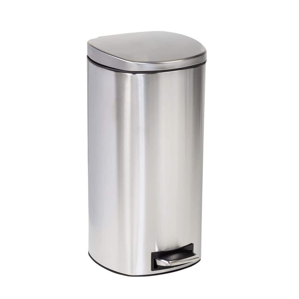 ToiletTree Products 16 Gallon Stainless Steel Dual Compartment Trash Bin, White