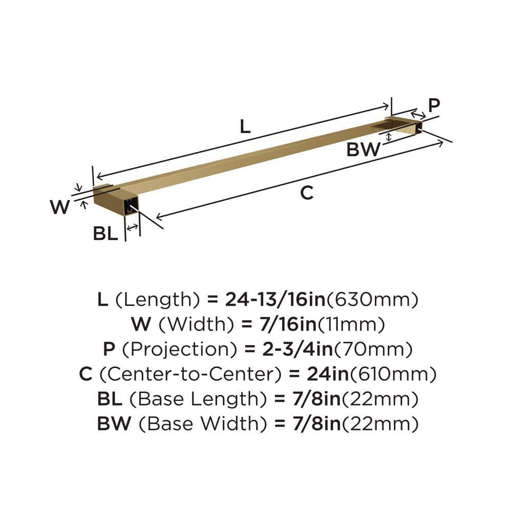 Golden Champagne 24" Modern Square Towel Bar