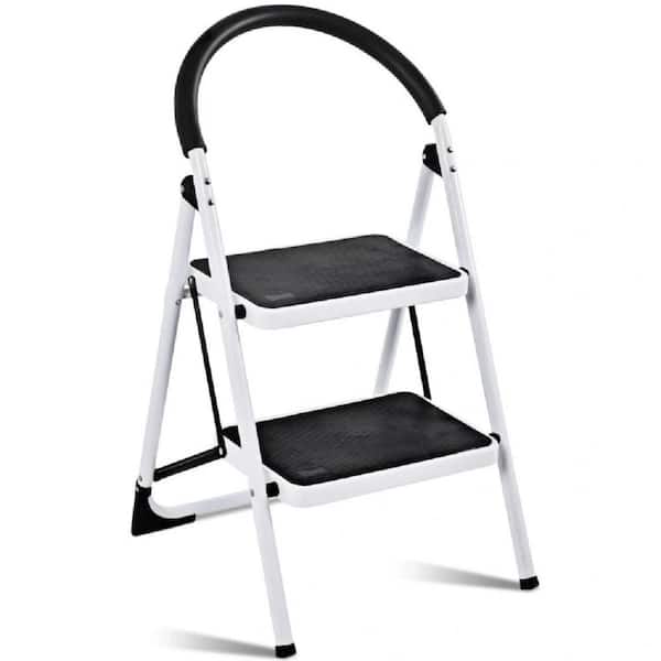 Amucolo 2.75 ft. Folding Step Stool with Iron Frame and Anti-Slip Pedals, 330 lbs. Load Capacity