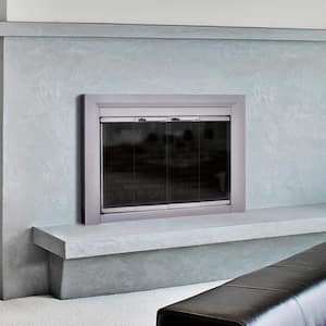 Clairmont Medium Skyline Nickel Glass Fireplace Doors