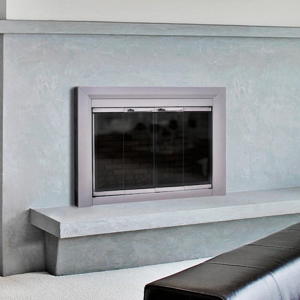 Clairmont Large Skyline Nickel Glass Fireplace Doors