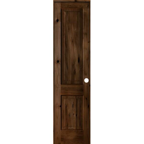 Krosswood Doors 18 in. x 96 in. Rustic Knotty Alder Wood 2-Panel Left-Hand/Inswing Provincial Stain Single Prehung Interior Door
