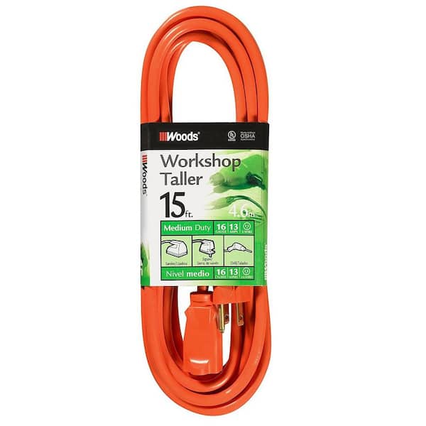 Woods 15 ft. 16/3 SJTW Outdoor Light-Duty Extension Cord