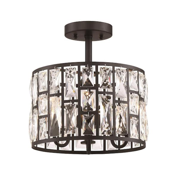 Easylite Kristella 12.5 in. 3-Light Black Semi-Flush Mount 31820-HBT ...