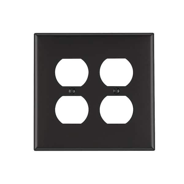 Leviton Black 2-Gang Duplex Outlet Wall Plate (1-Pack)