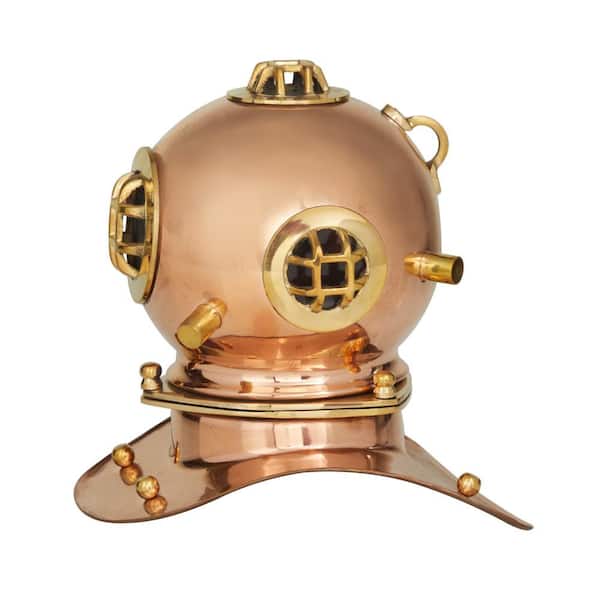 Deco 79 Brass Diving Helmet, 17 by 16-Inch 