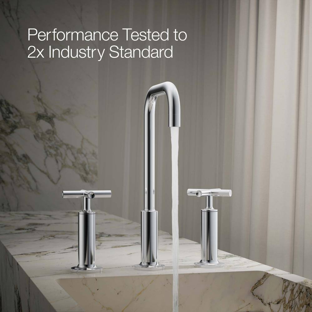 Purist High Gooseneck Chrome Faucet with Cross Handles