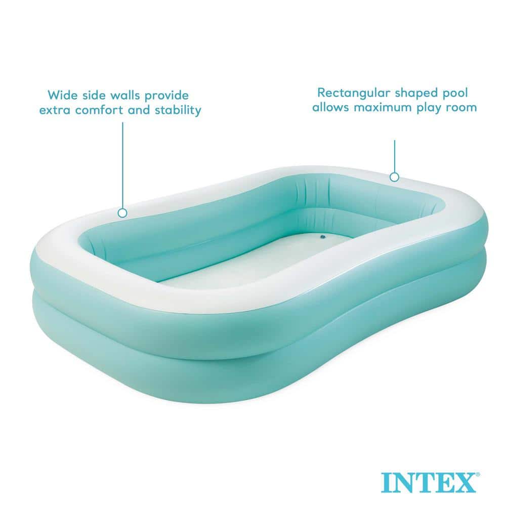 Aqua and White Rectangular Inflatable Family Pool, 90" x 60" x 19"