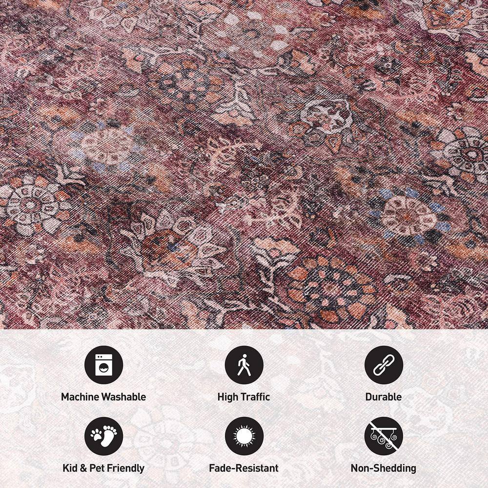 Multi-Color Flat Woven Washable Polyester Area Rug