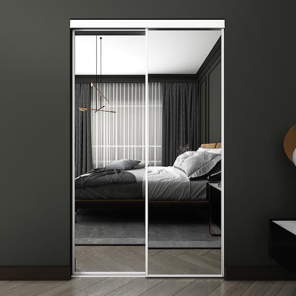 72 In X 80 5 White Econo Mirror Br Metal Sliding Closet Door E07280pc12br The Home Depot 72 In X 80 5 White Econo Mirror Br, Glass Sliding Closet Doors At Home Depot