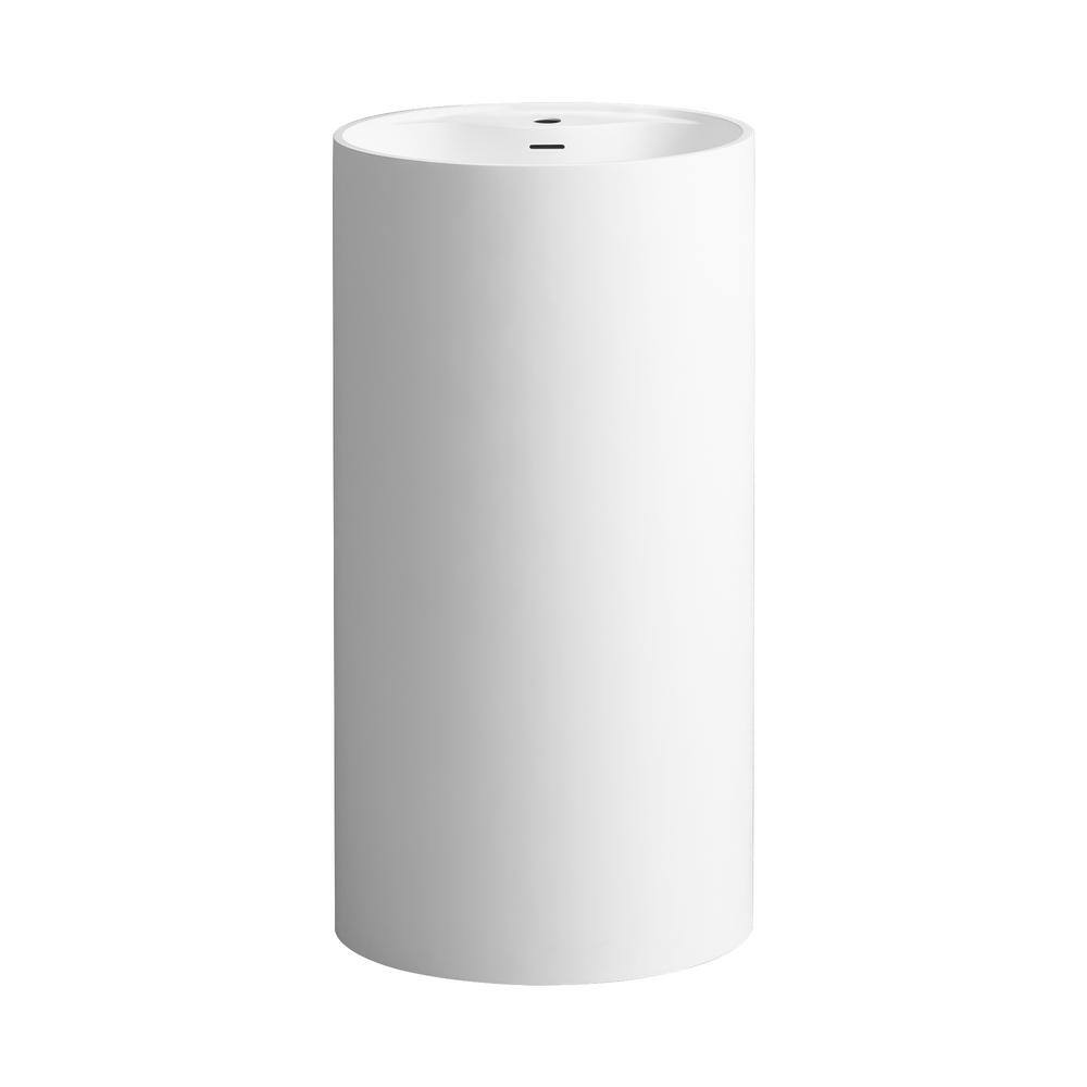 18 in. W x 35 in. D Round Solid Surface Basin in White
