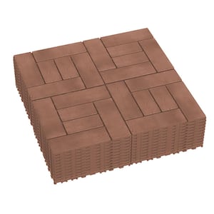 12 in. 44-Pcs Patio Deck Tiles, DIY Module Interlocking Deck Tiles, Easy and Quick Installation, Brown