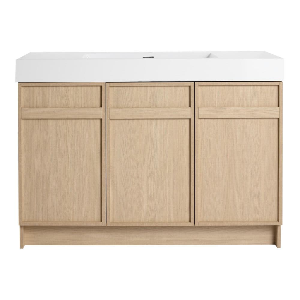 48 in. W x 20 in. D x 35 in. H Single Sink Freestanding Bath Vanity in Oak with White Resin Top price history on PriceWatchPro