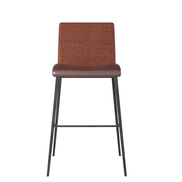 HomeRoots Amelia 36.03in. Dark Brown High Back Metal Extra Tall (34-40 in.) Bar Stool with Faux Leather Seat Set of 2
