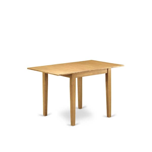 East West Furniture 3-Piece Natural Brown Oak Finish Solid Wood Top Dining Table Set