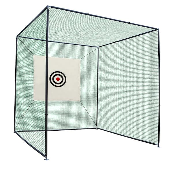 10 ft. Metal Golf Practice Net Cage with Target Cloth-Outdoor Hitting Net for Driving, Chipping, Full Swing Training