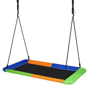 60 in. Blue, Orange and Green Kids Giant Tree Rectangle Swing 700 lbs. w/Adjustable Hanging Ropes