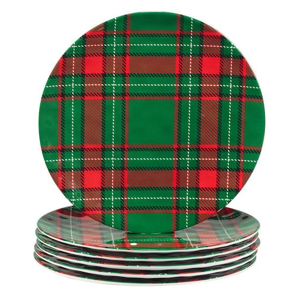 Certified International Christmas Plaid Assorted Colors Dinner Plate (Set of 6)