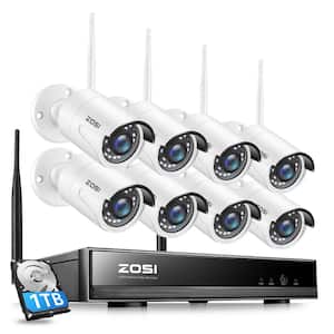 8-Channel 3MP 2K 1TB NVR Security Camera System with 8 Wireless Bullet Cameras