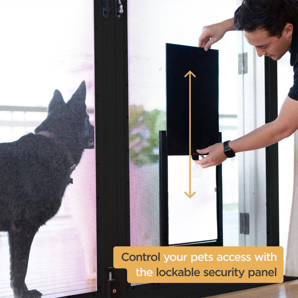 Large Black Aluminum Pet Door with Magnetic Lock