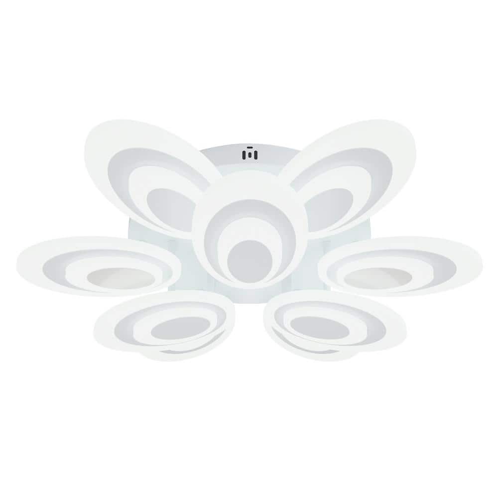 Modern 29.13 in. Petals White Acrylic Dimmable LED Flush Mount Flower Ceili