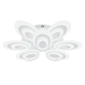 Modern 29.13 in. Petals White Acrylic Dimmable LED Flush Mount Flower Ceiling Light with Remote