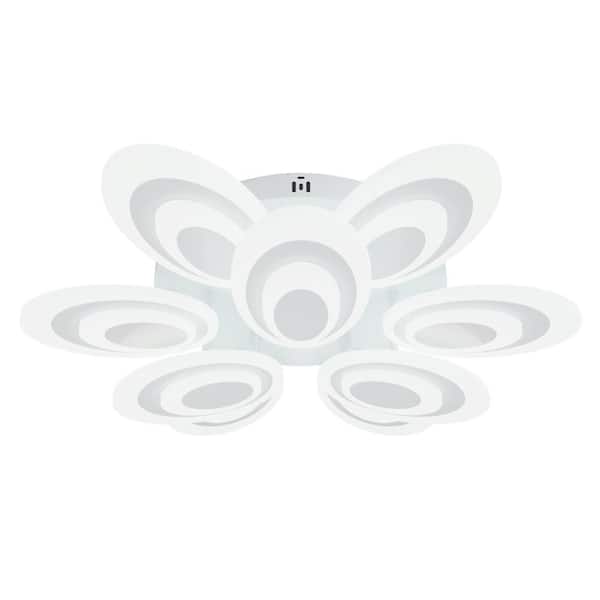 aiwen Modern 29.13 in. Petals White Acrylic Dimmable LED Flush Mount Flower Ceiling Light with Remote