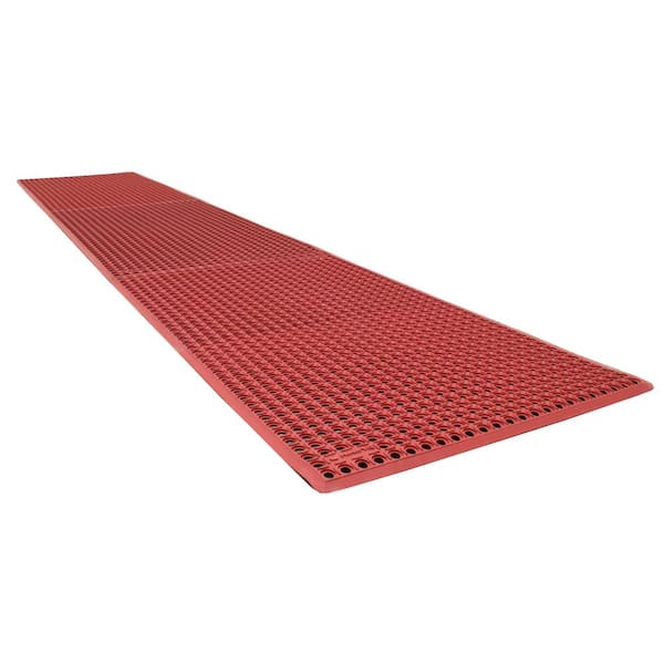 Rhino Anti-Fatigue Mats KCT315R K-Series Comfort Tract Red 3 ft. x 15 ft. x 1/2 in. Grease-proof Rubber Kitchen Mat