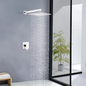 Single-Handle 1-Spray 12 in. Square Spray Head Wall Mounted Shower Faucet in Chrome (Valve Included)