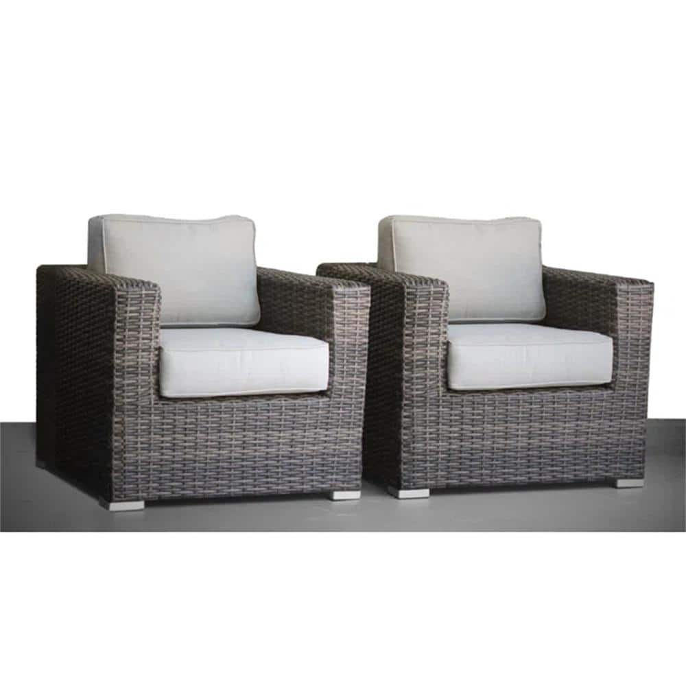 Wicker Lounge Chair, Comfort-Ready Fully Assembled Patio Chair with Gray Cu