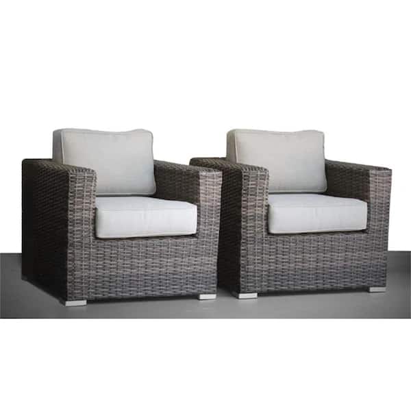 Unbranded Wicker Lounge Chair, Comfort-Ready Fully Assembled Patio Chair with Gray Cushions-Ideal for Outdoor Relaxation