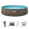 Funsicle Oasis Designer 18 ft. Round 48 in. Deep Metal Frame Above Ground Pool with Pump, Dark Double Rattan P9Q01848B
