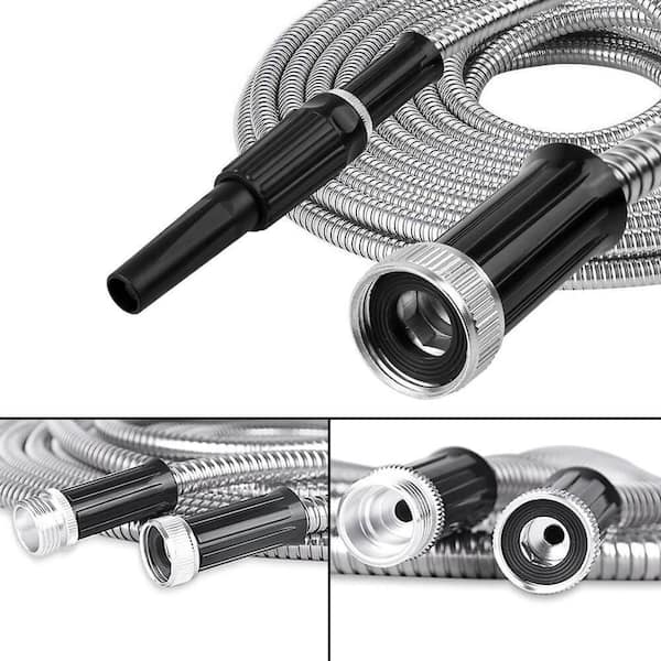 1/2 in. x 75 ft. 304-Stainless Steel Garden Water Hose Pipe Flexible Lightweight Kink Free Garden Water Outdoor Hose