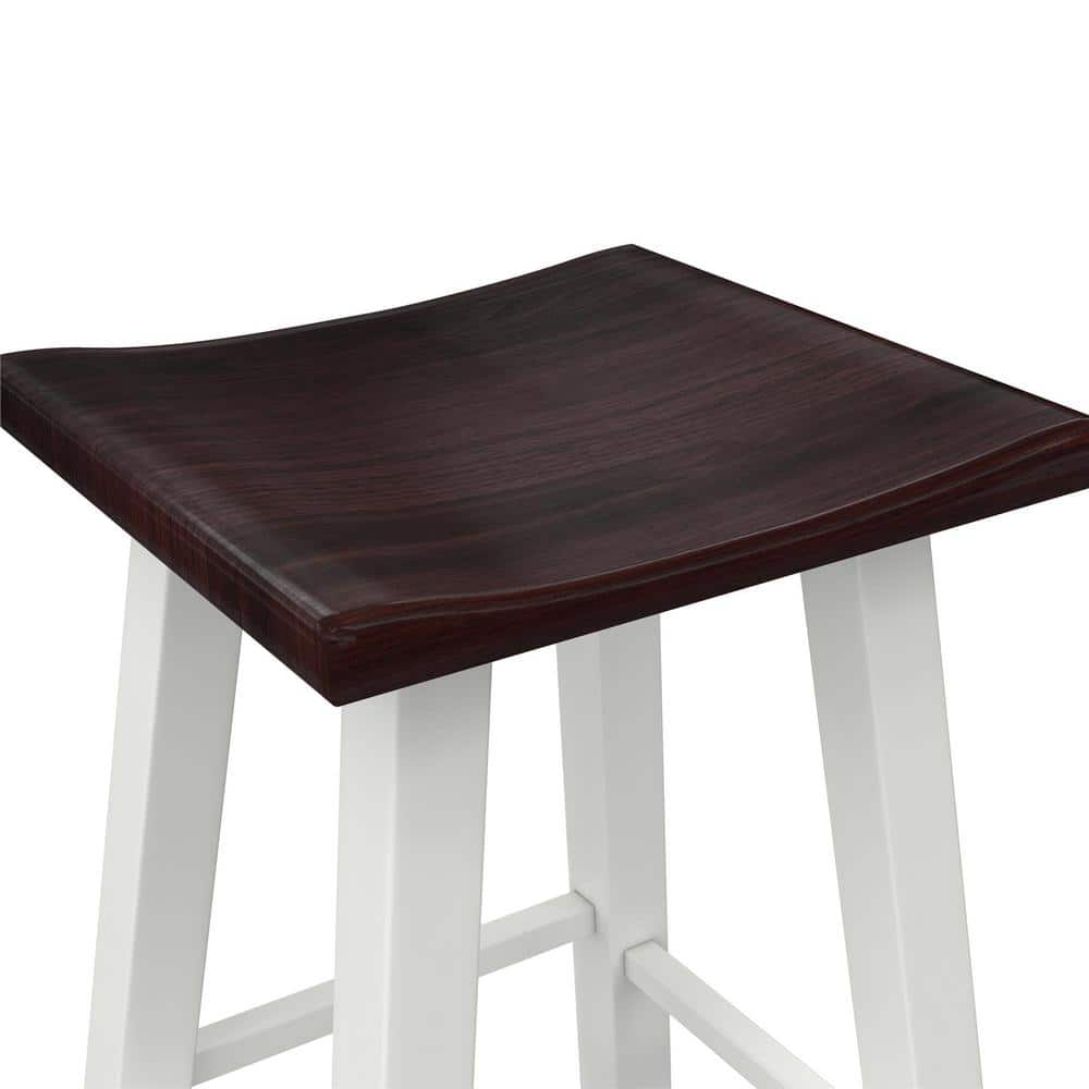 White Acacia Wood 3-Piece Counter Height Pub Dining Set