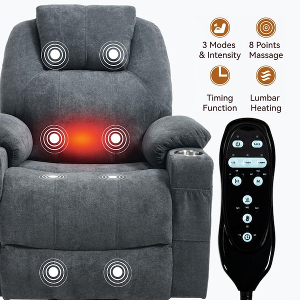 aisword Grey Chenille Power Lift Recliner Chair with