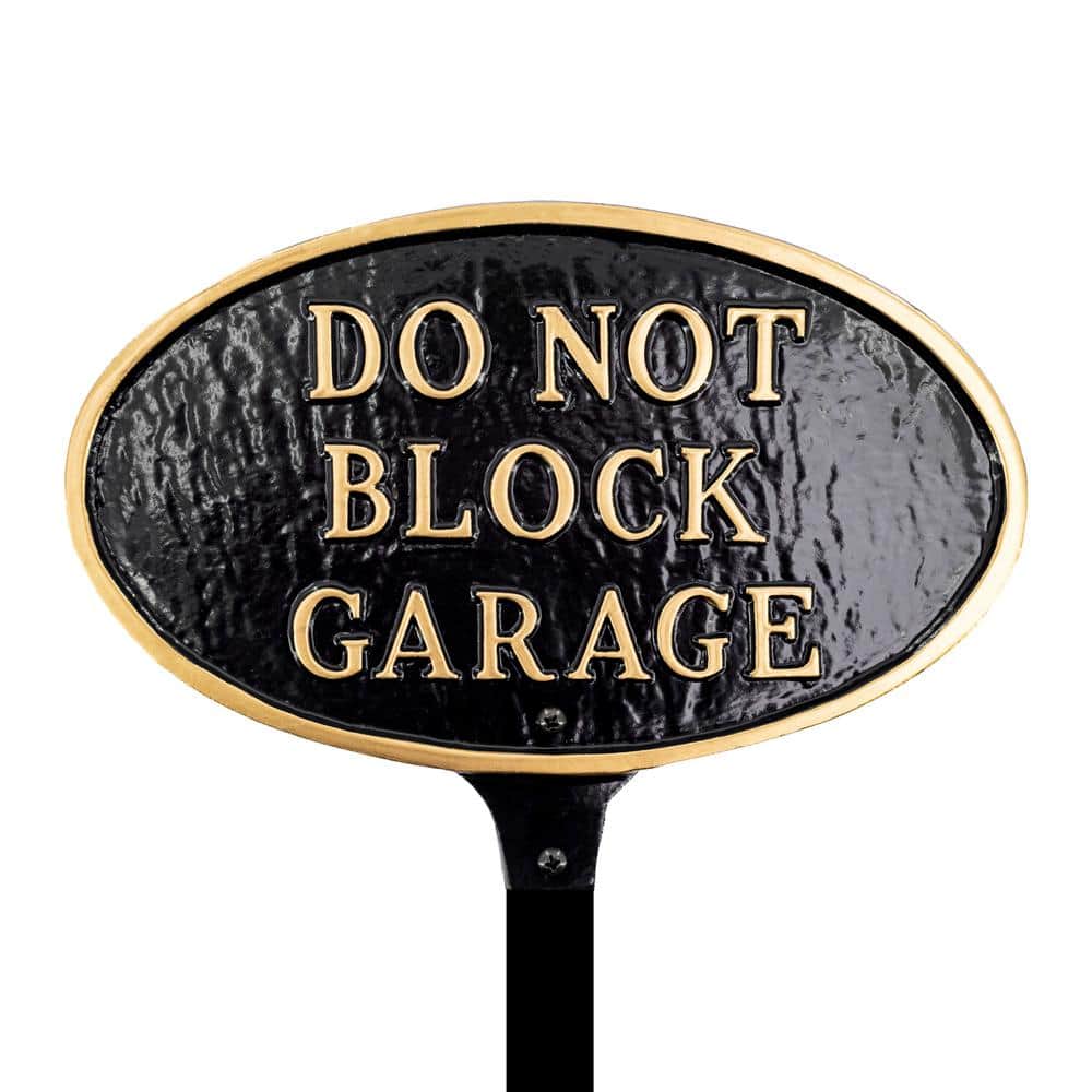6 in. x 10 in. Small Oval Do Not Block Garage Statement Plaque Sign with Lawn Stake - Black/Gold product image for price tracking
