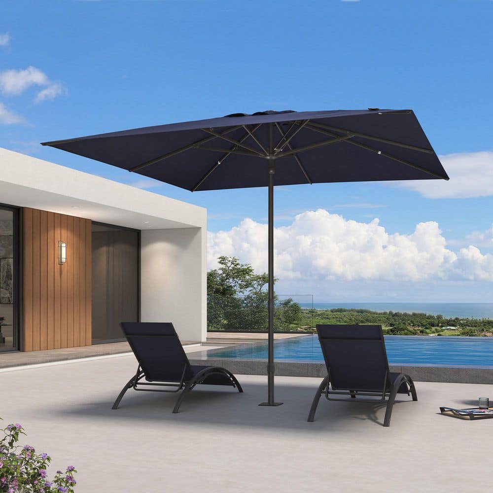 PURPLE LEAF 10ft. Square Semi-Auto Outdoor Patio Umbrella