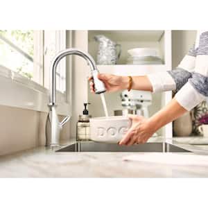 Brantford Single-Handle Pull-Down Sprayer Kitchen Faucet with Reflex and Power Boost in Chrome