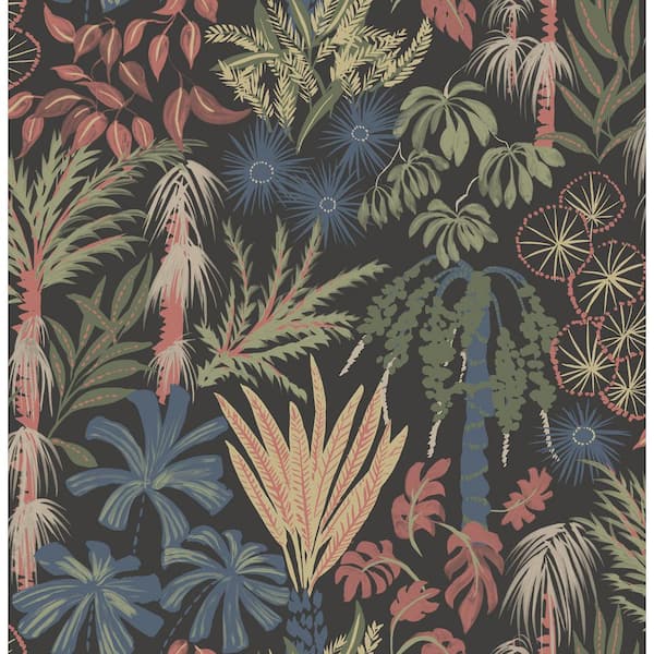 Everglades Black Botanical Wallpaper Sample