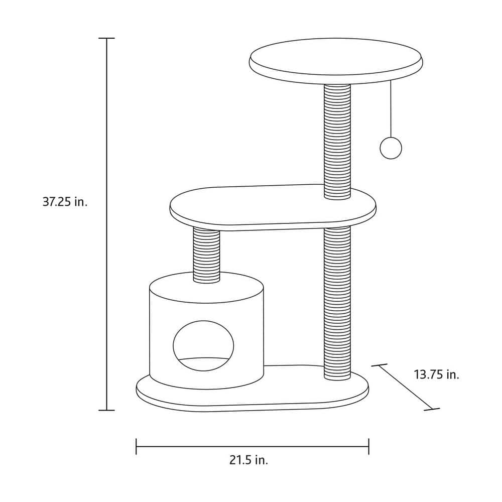 Brown and Beige Sisal Cat Tree with Condo and Platforms