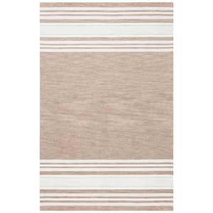 Metro Brown/Ivory 4 ft. x 6 ft. Striped Solid Color Area Rug