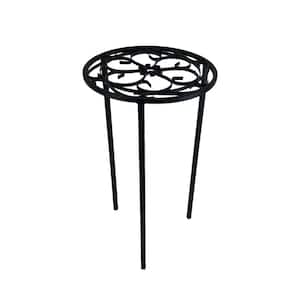 12 in. x 21 in. Black Metal Indoor Round Plant Stand