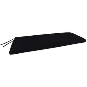 Sunbrella 48 in. x 18 in. Canvas Black Solid Rectangular Knife Edge Outdoor Settee Swing Bench Cushion with Ties