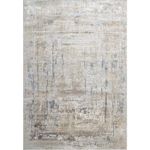 Gold Cream/Silver/Gold/Blue 7 ft. 10 in. x 10 ft. 10 in. Geometric/Abstract Area Rug