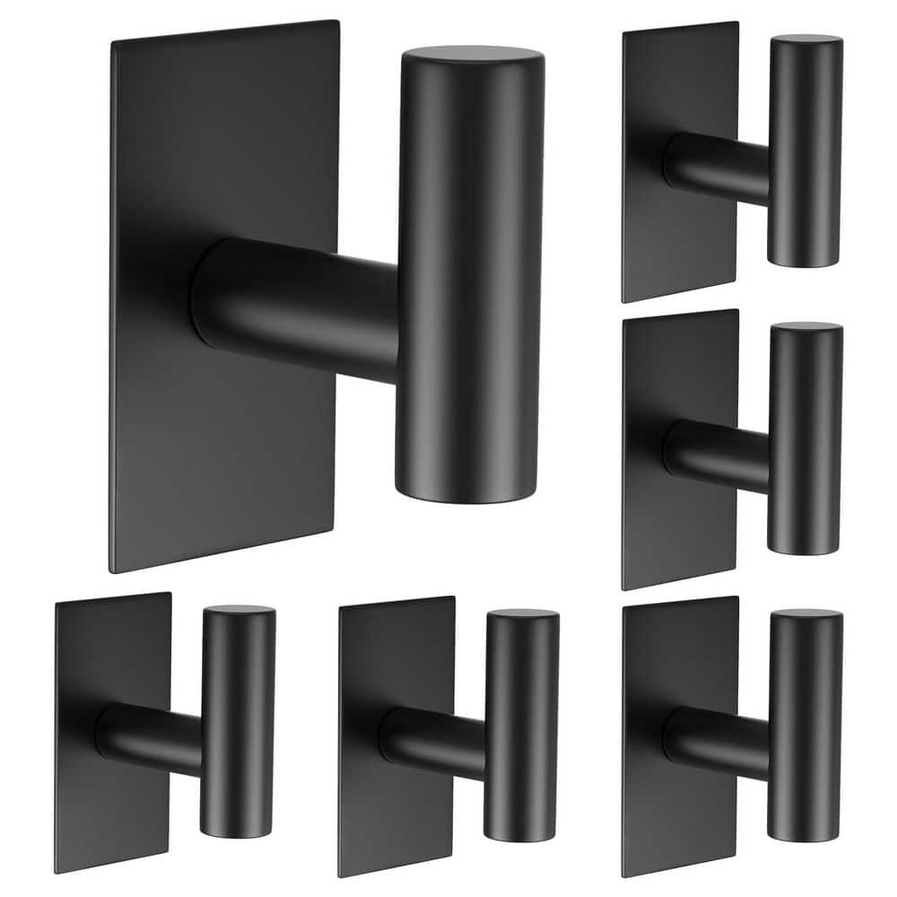 6-Pack J-Towel Hooks in Black, Heavy Duty Sticky Holder, Waterproof Towel Hooks for Hanging Coat, Clothes price history on PriceWatchPro