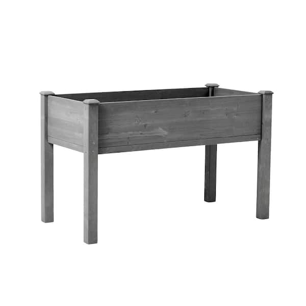 48 in. x 24 in. x 30 in. Outdoor Grey Elevated Solid Wood Raised Garden Bed