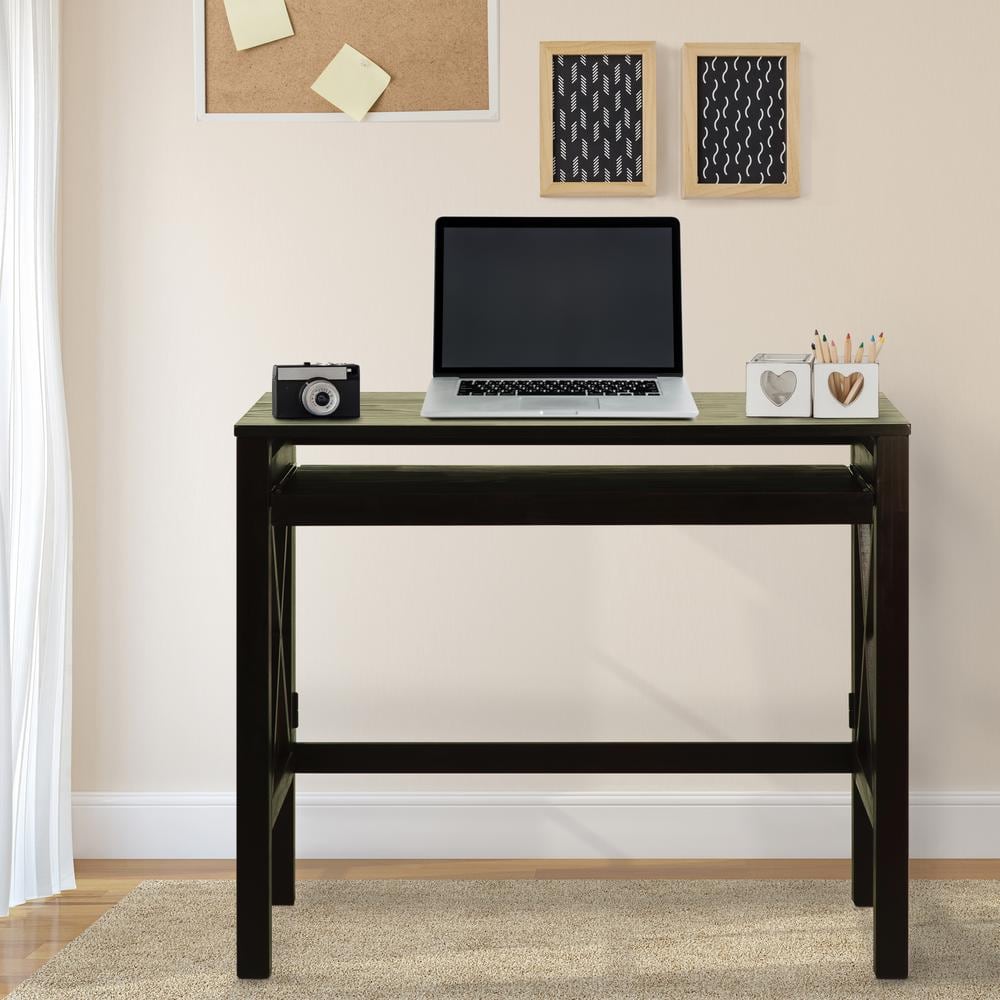 Montego Espresso Foldable Desk with Slide-Out Keyboard Tray