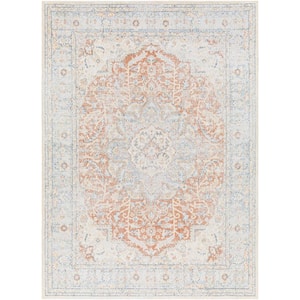 Lillian Light Blue/Rust Medallion 2 ft. x 3 ft. Machine-Washable Indoor Area Rug