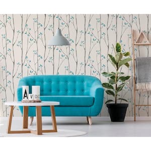 Ingrid Blue Scandi Tree Strippable Roll (Covers 56.4 sq. ft.)